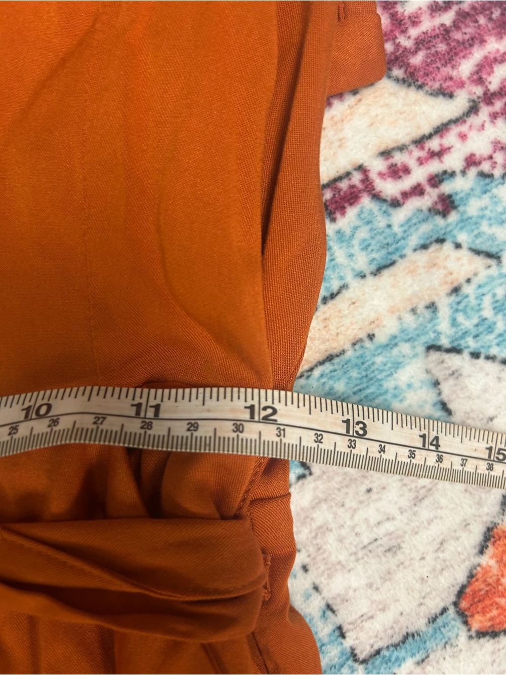 Market & Spruce Rust Orange Midi Dress with Tie Waist and Pockets - Picture 6 of 10